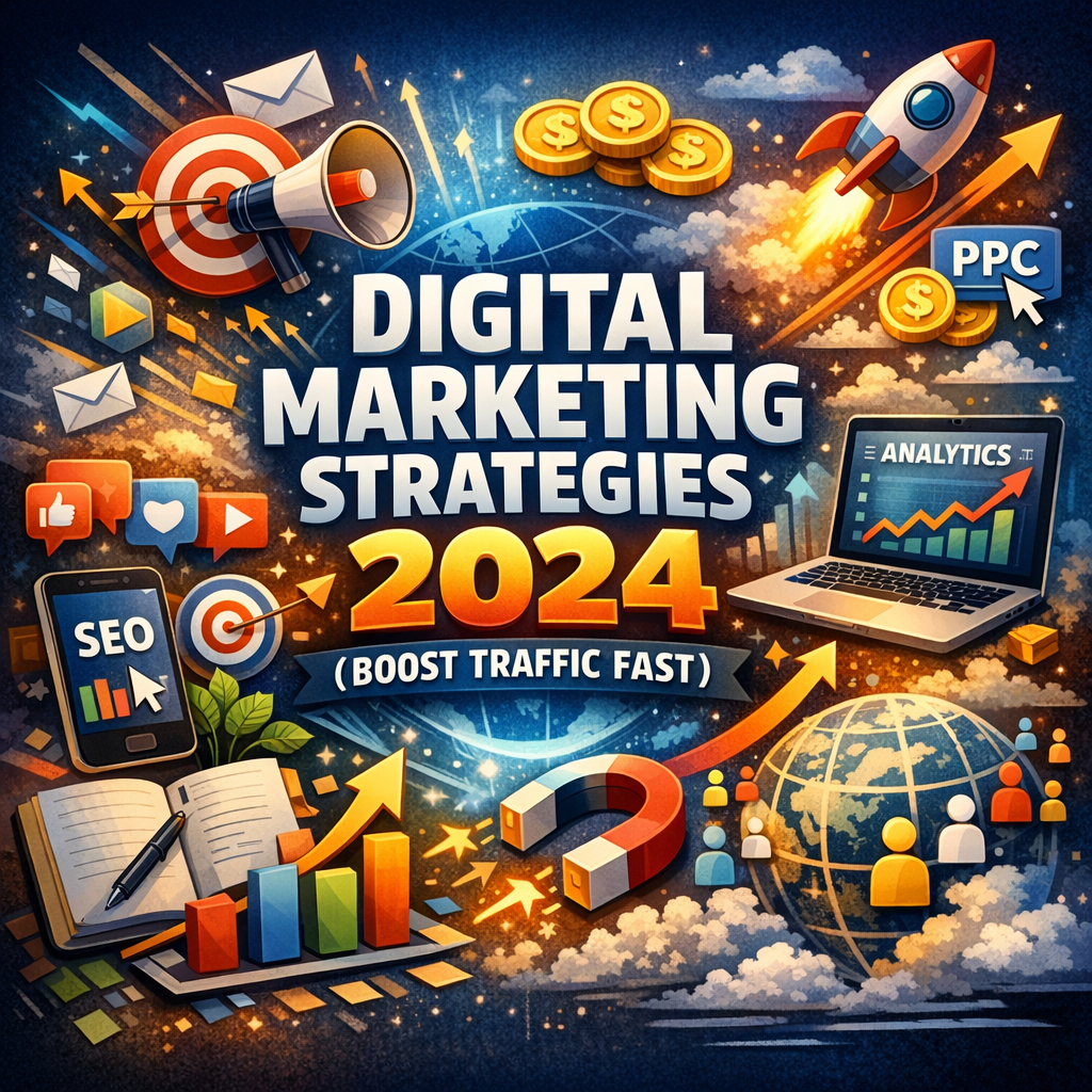Illustration of Digital Marketing Strategies 2024 (Boost Traffic Fast)