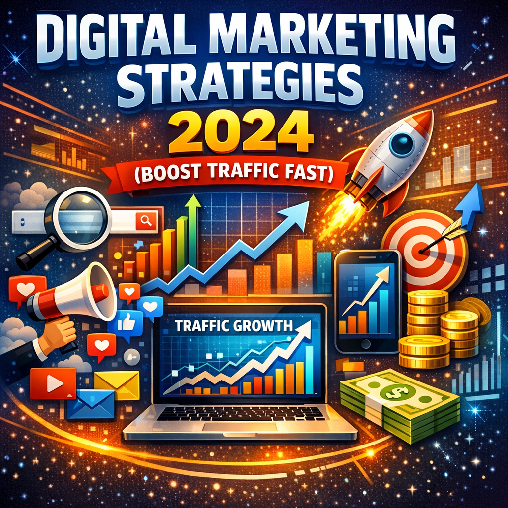 Illustration of Digital Marketing Strategies 2024 (Boost Traffic Fast)