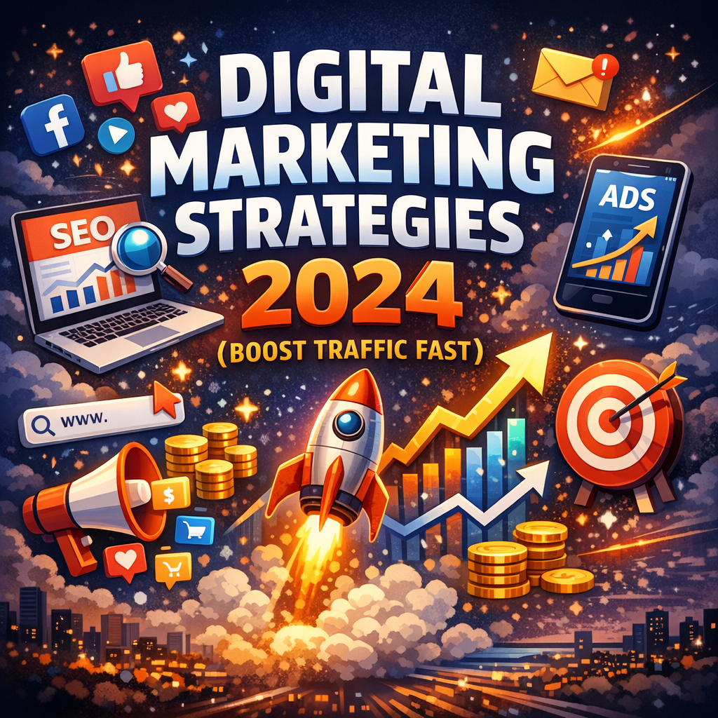 Illustration of Digital Marketing Strategies 2024 (Boost Traffic Fast)