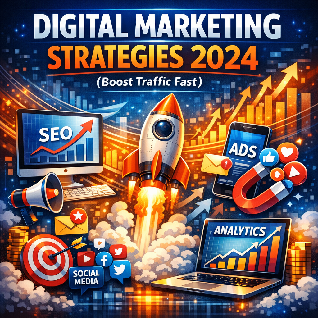 Illustration of Digital Marketing Strategies 2024 (Boost Traffic Fast)