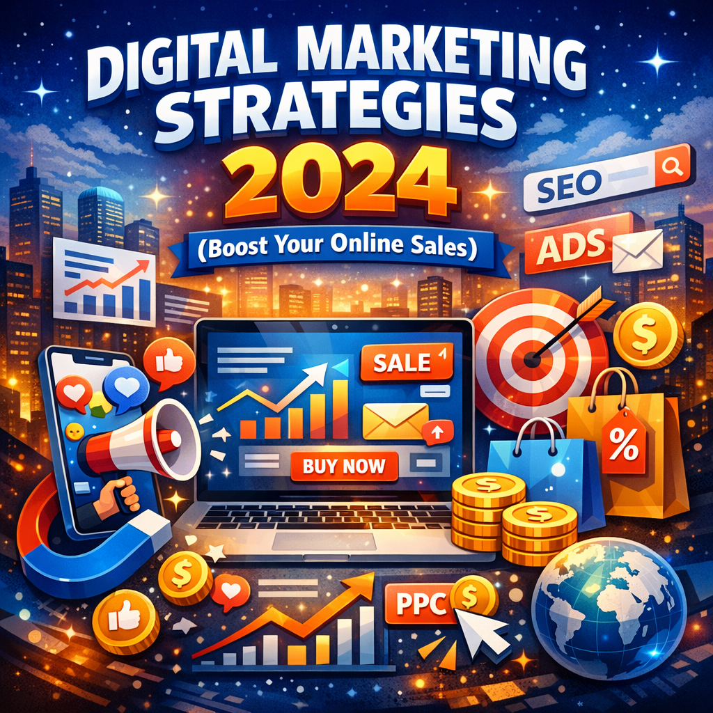 Illustration of Digital Marketing Strategies 2024 (Boost Your Online Sales)