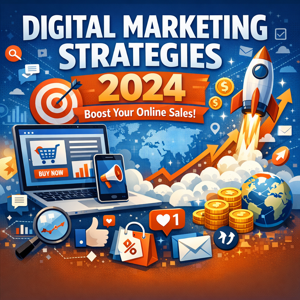 Illustration of Digital Marketing Strategies 2024 (Boost Your Online Sales)