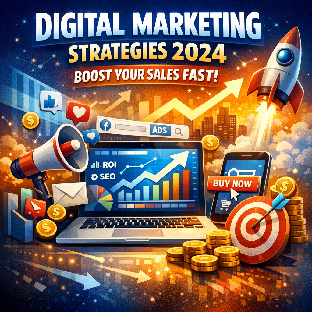 Illustration of Digital Marketing Strategies 2024 (Boost Your Sales Fast)