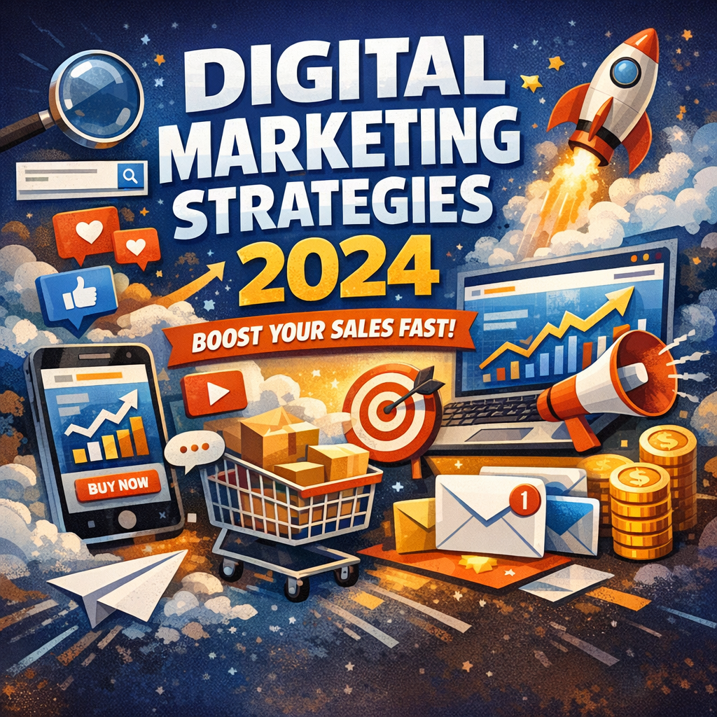 Illustration of Digital Marketing Strategies 2024 (Boost Your Sales Fast)