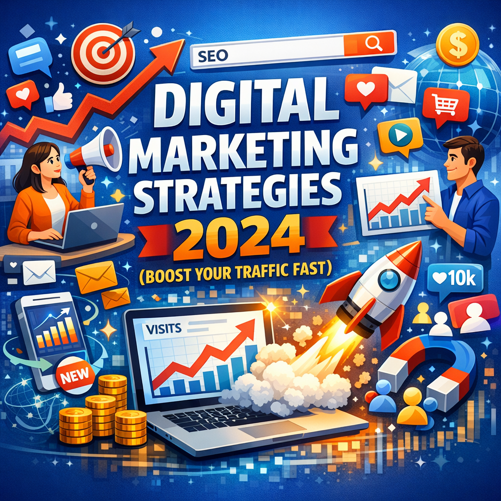 Illustration of Digital Marketing Strategies 2024 (Boost Your Traffic Fast)