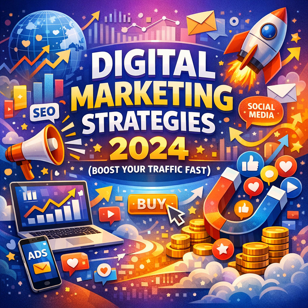 Illustration of Digital Marketing Strategies 2024 (Boost Your Traffic Fast)