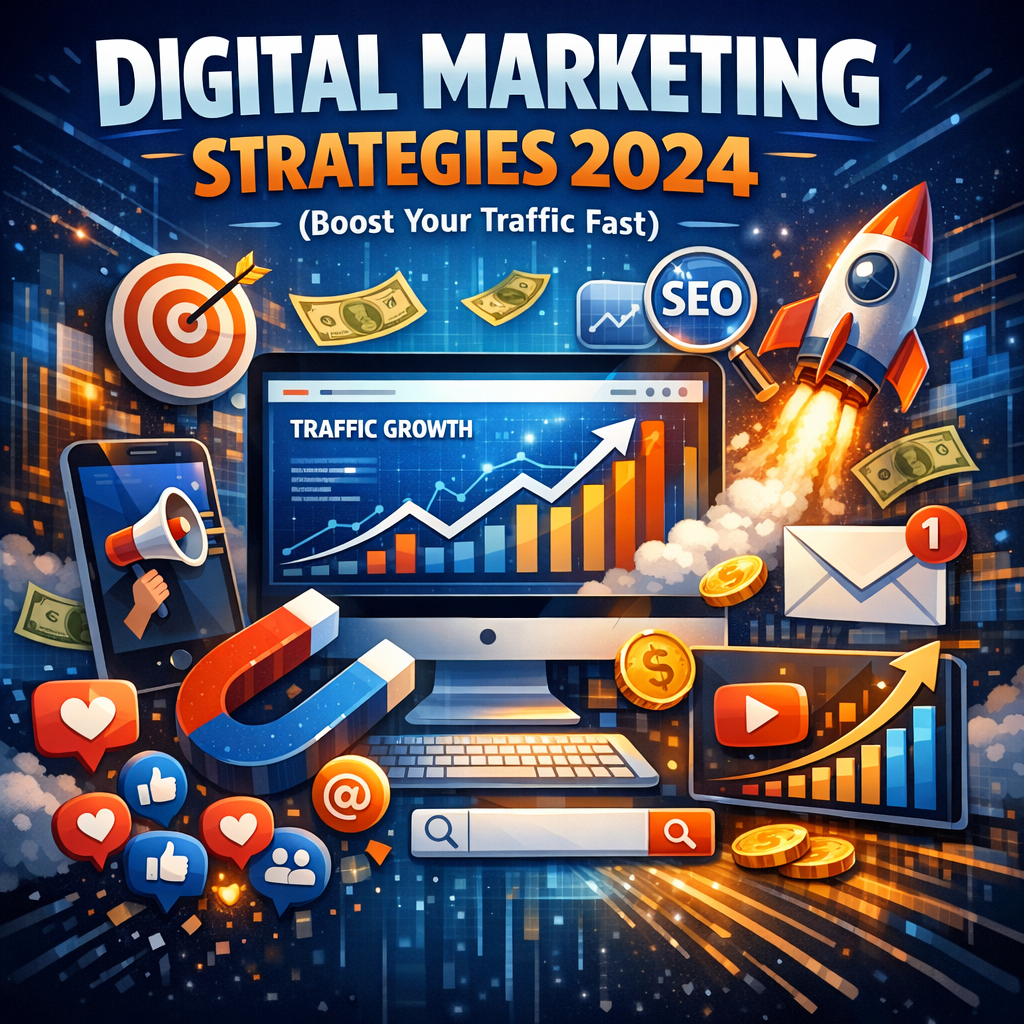 Illustration of Digital Marketing Strategies 2024 (Boost Your Traffic Fast)