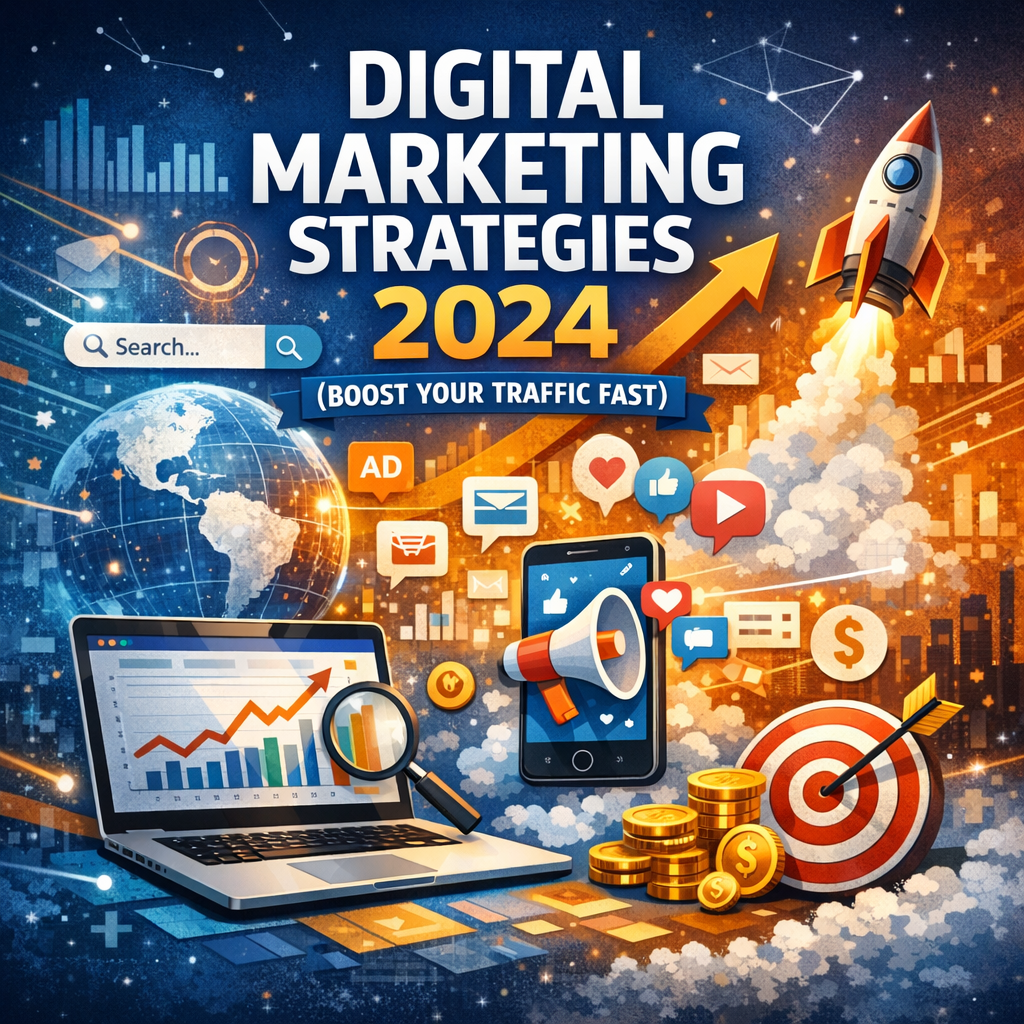 Illustration of Digital Marketing Strategies 2024 (Boost Your Traffic Fast)