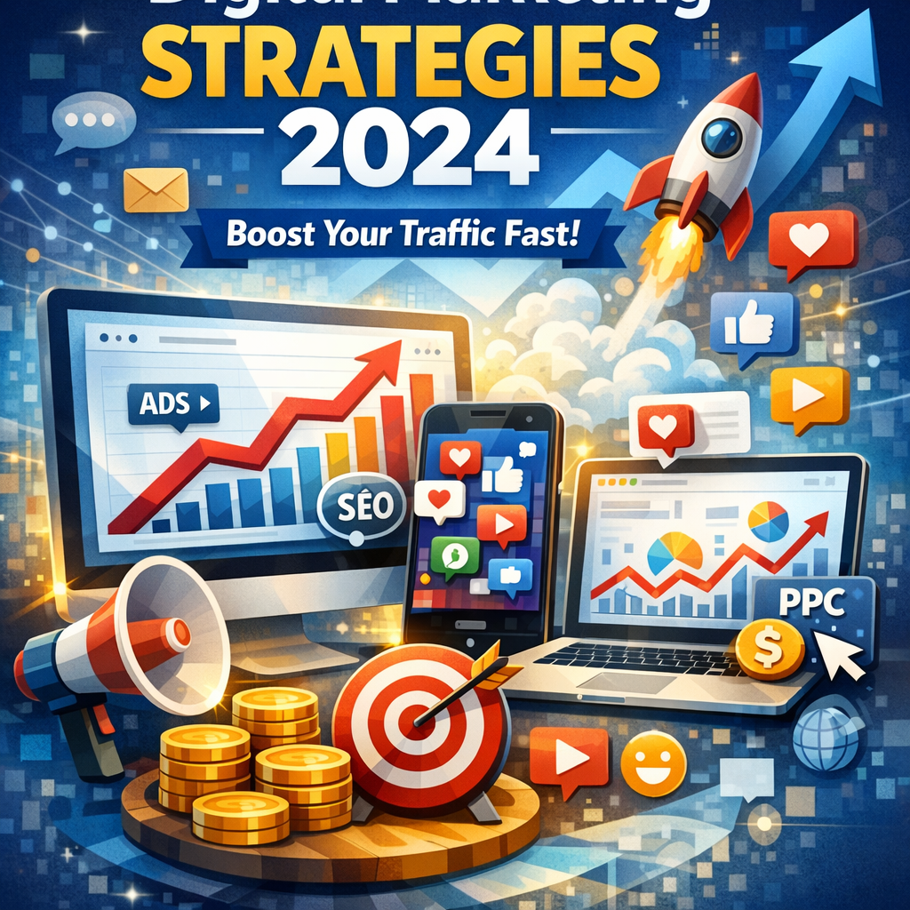 Illustration of Digital Marketing Strategies 2024 (Boost Your Traffic Fast)