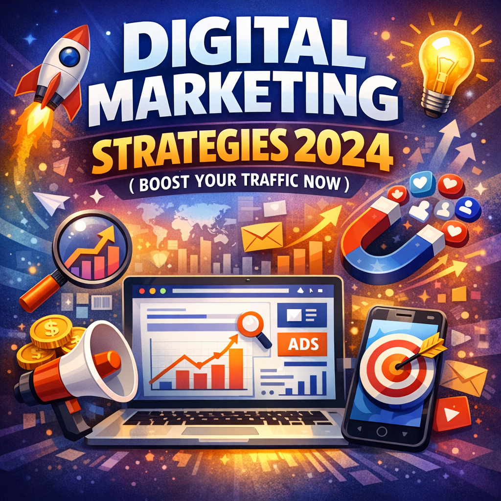 Illustration of Digital Marketing Strategies 2024 (Boost Your Traffic Now)