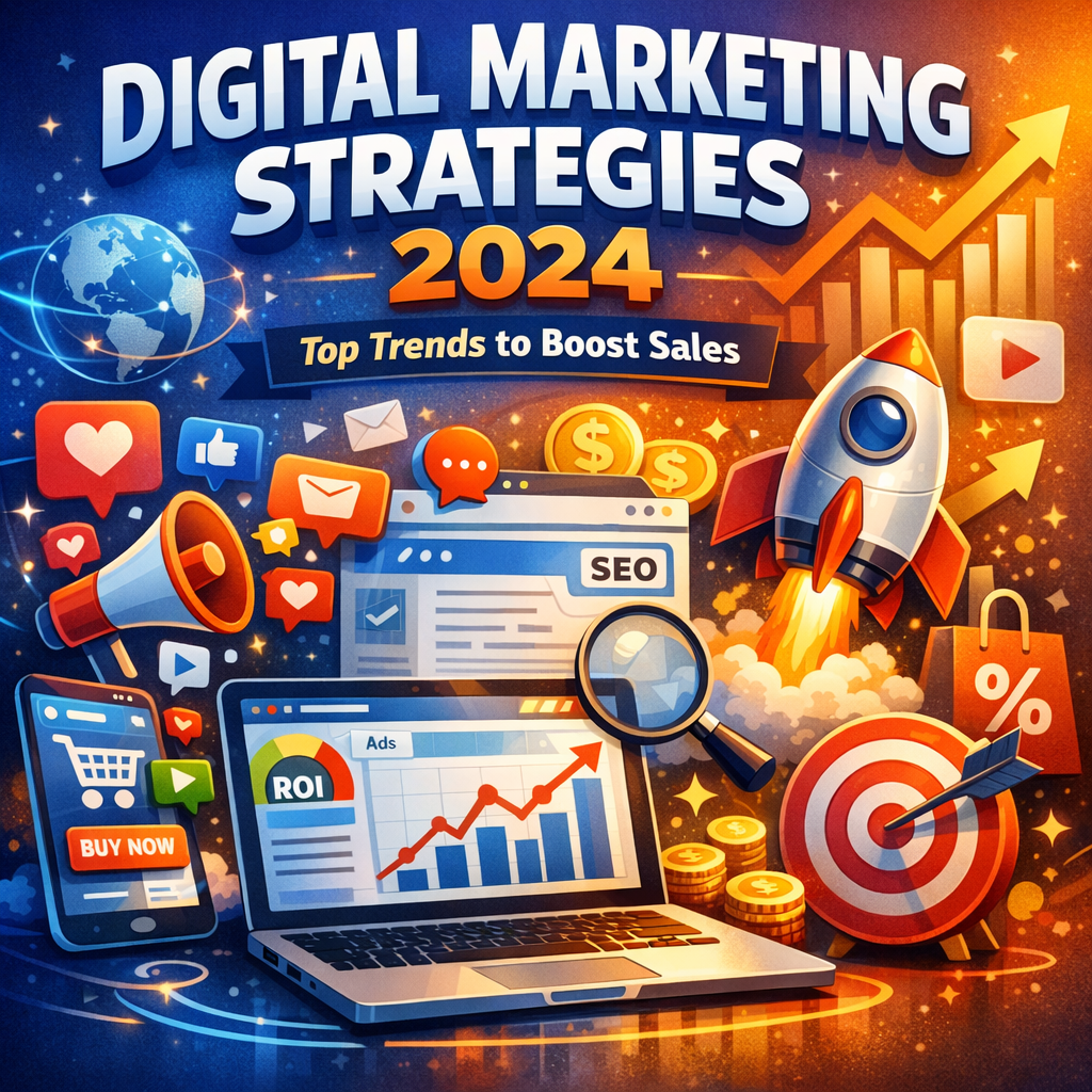 Illustration of Digital Marketing Strategies 2024 (Top Trends to Boost Sales)