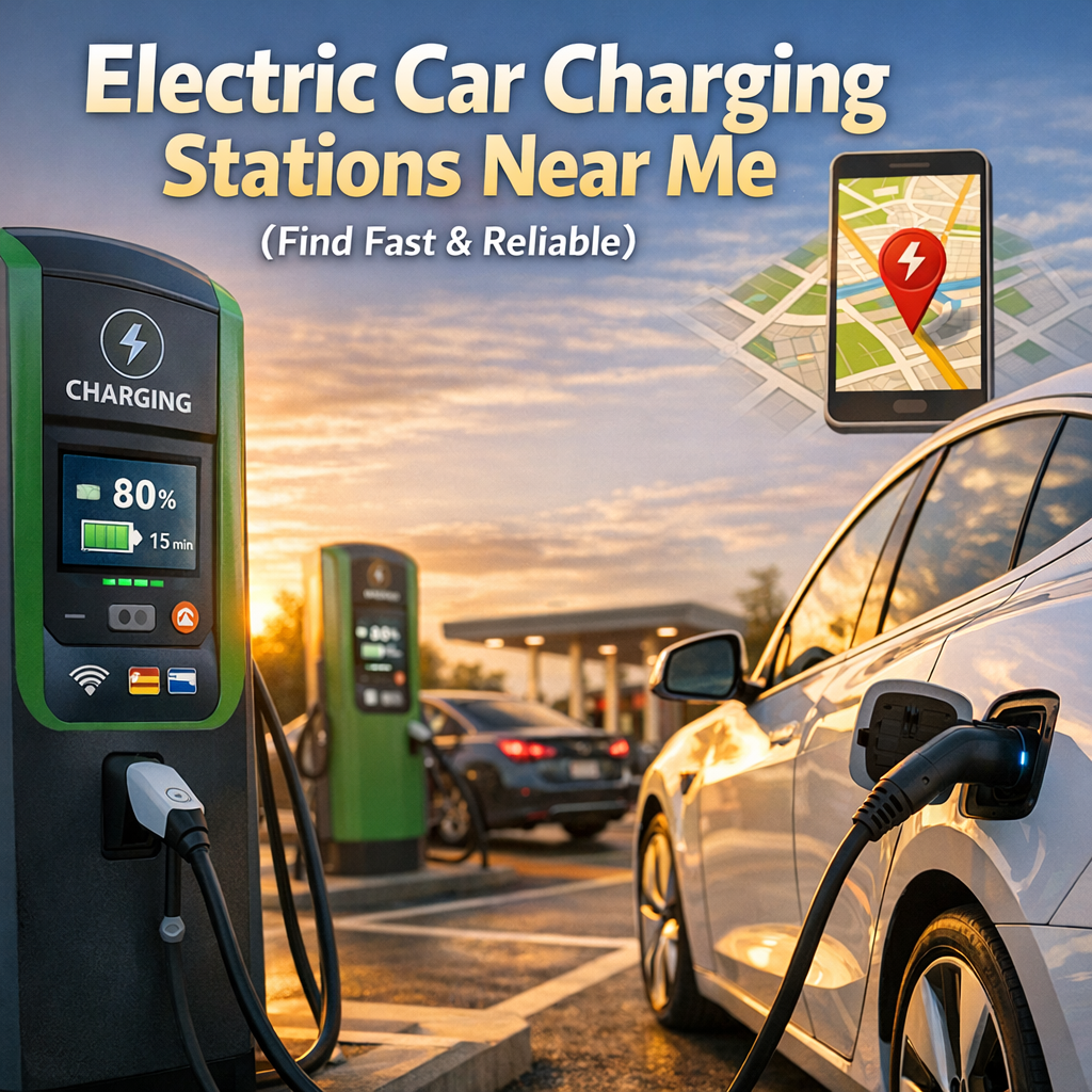 Illustration of Electric Car Charging Stations Near Me (Find Fast & Reliable)