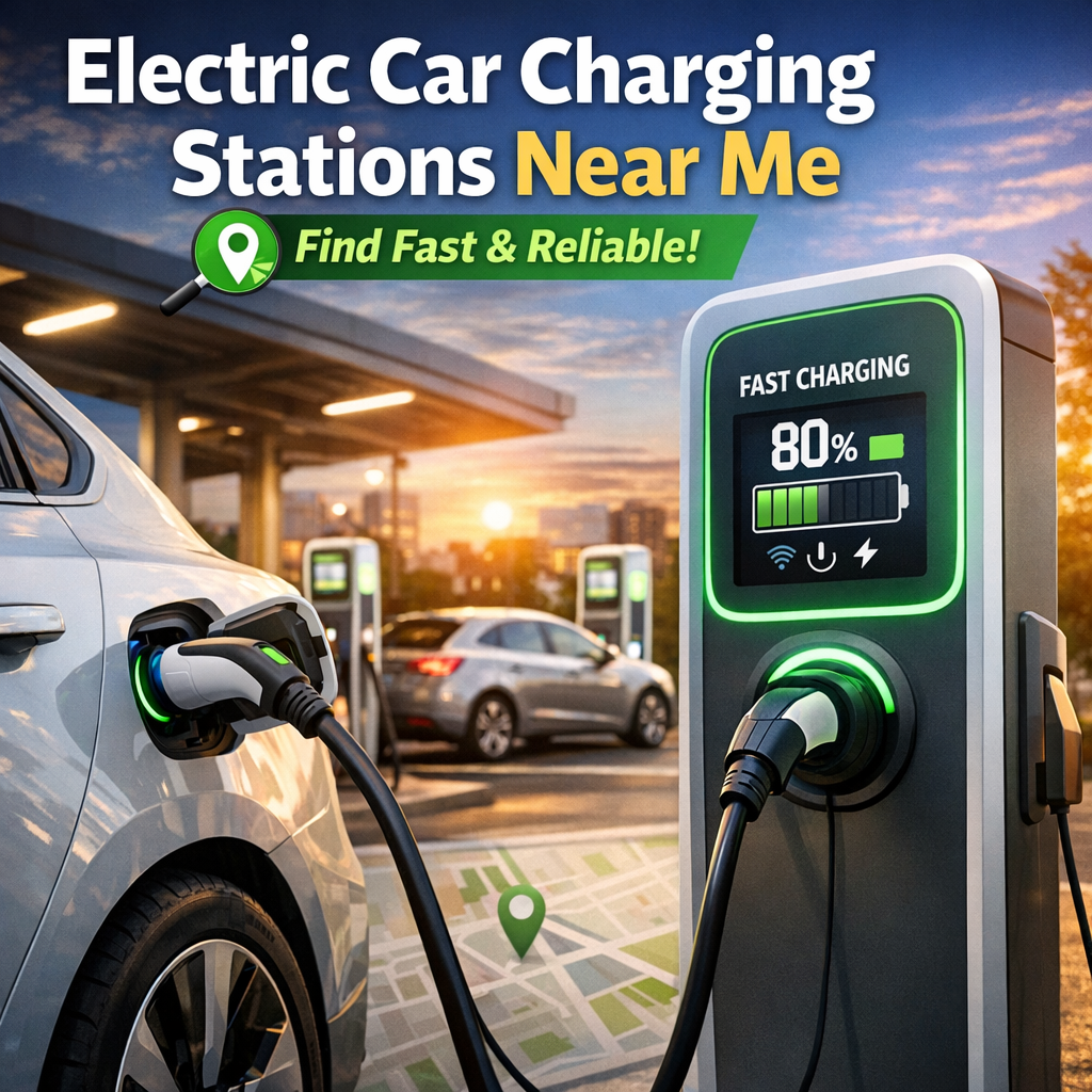 Illustration of Electric Car Charging Stations Near Me (Find Fast & Reliable)