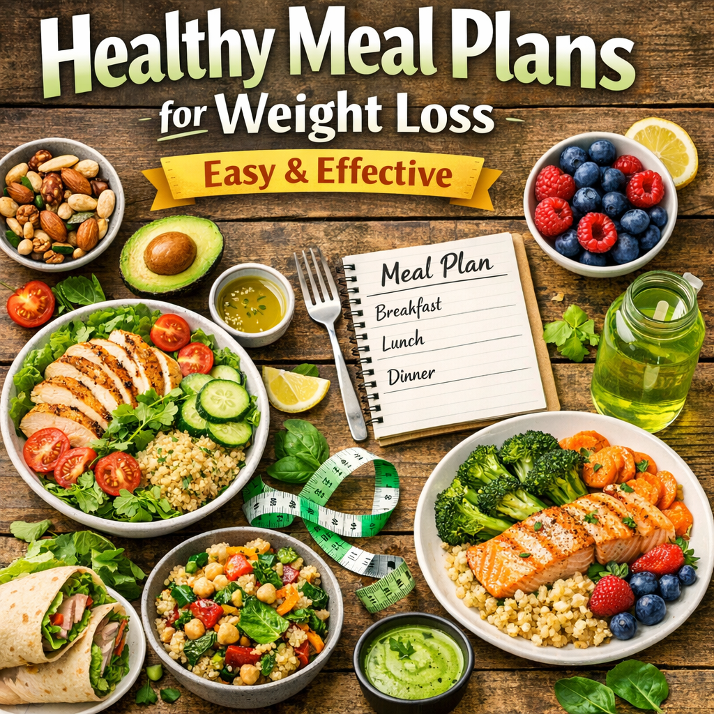 Illustration of Healthy Meal Plans for Weight Loss (Easy & Effective)