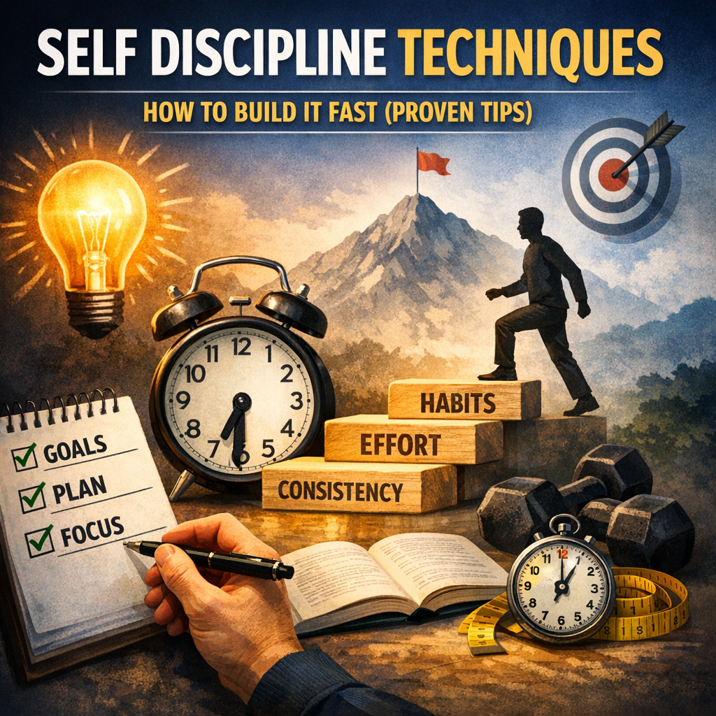 Illustration of Self Discipline Techniques: How to Build It Fast (Proven Tips)