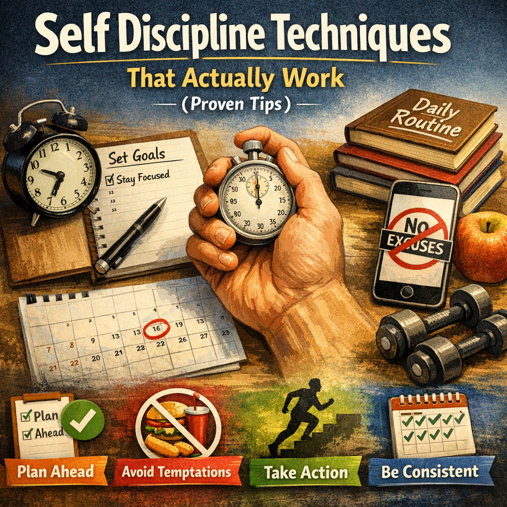 Illustration of Self Discipline Techniques That Actually Work (Proven Tips)