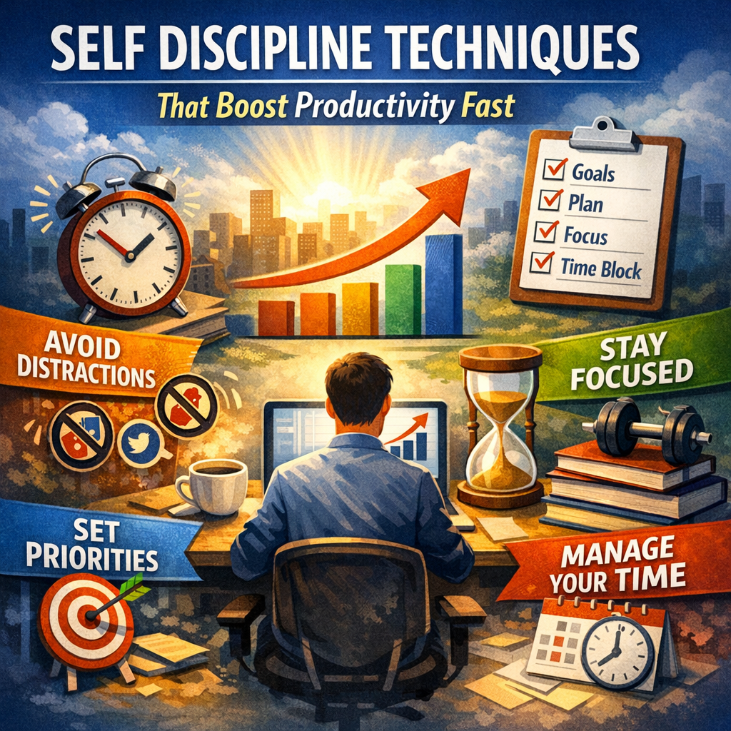 Illustration of Self Discipline Techniques That Boost Productivity Fast