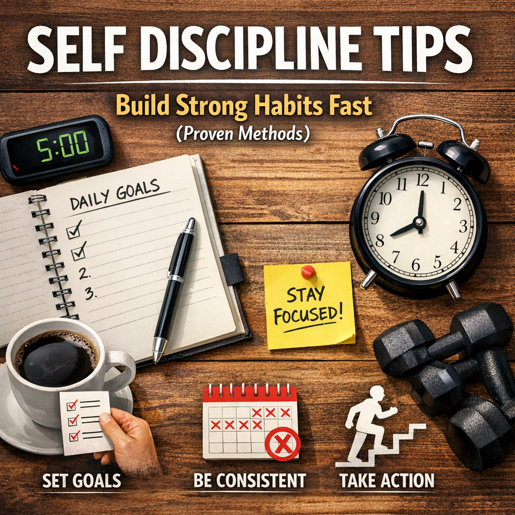 Illustration of Self Discipline Tips: Build Strong Habits Fast (Proven Methods)