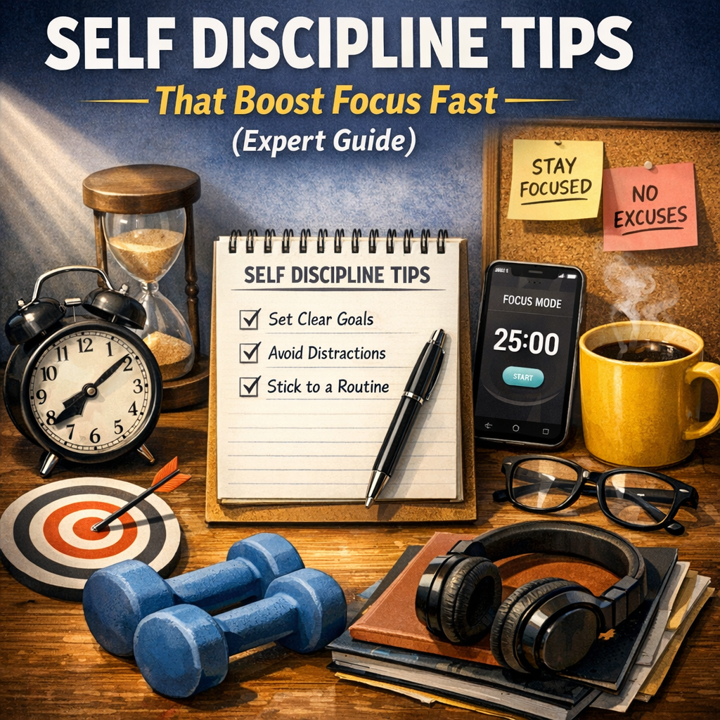 Illustration of Self Discipline Tips That Boost Focus Fast (Expert Guide)